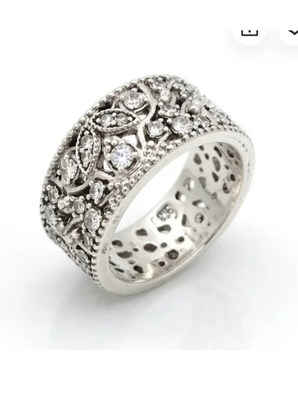 Pandora Sterling Shimmering Leaves Statement Ring